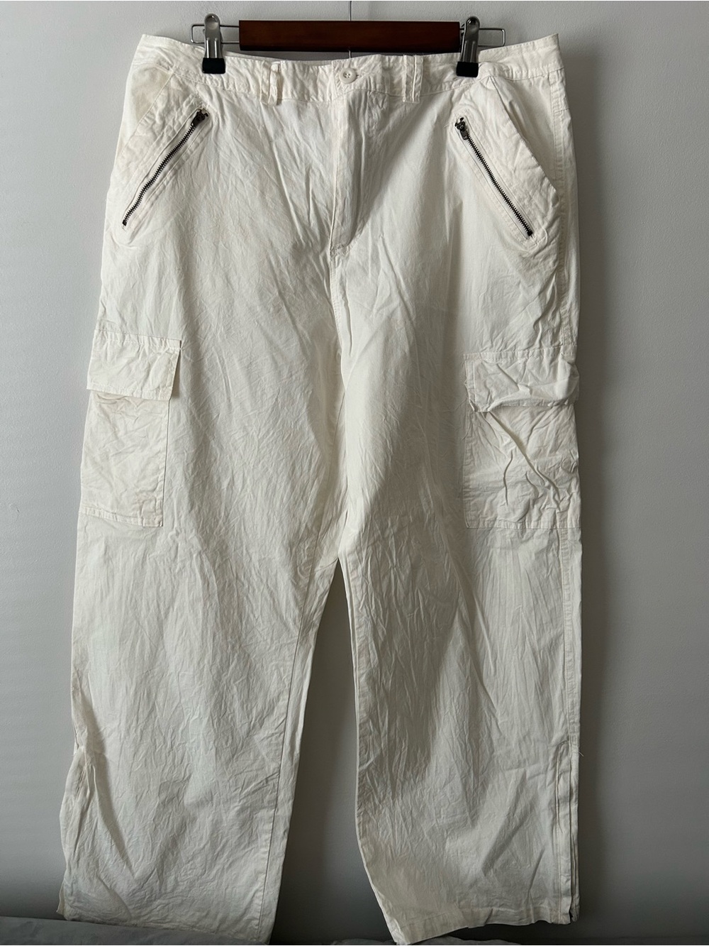 Rachel Paige cotton White Cargo Pants – Lightweight Utility Style XL